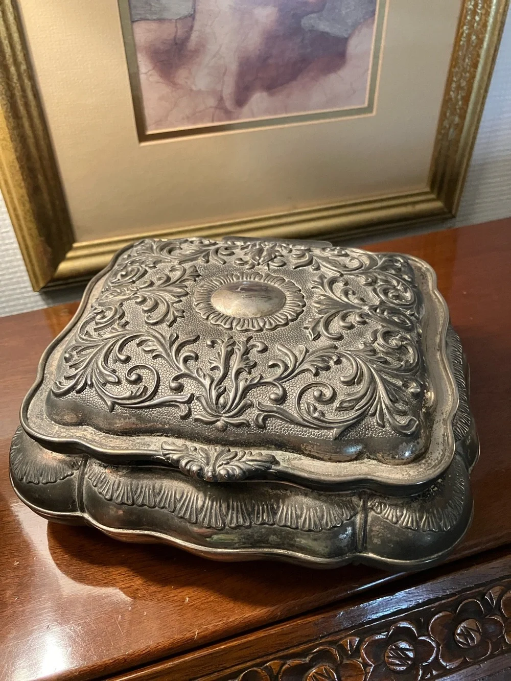 ornate silver jewelry box